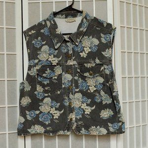 Vintage Stampede Floral Denim Vest